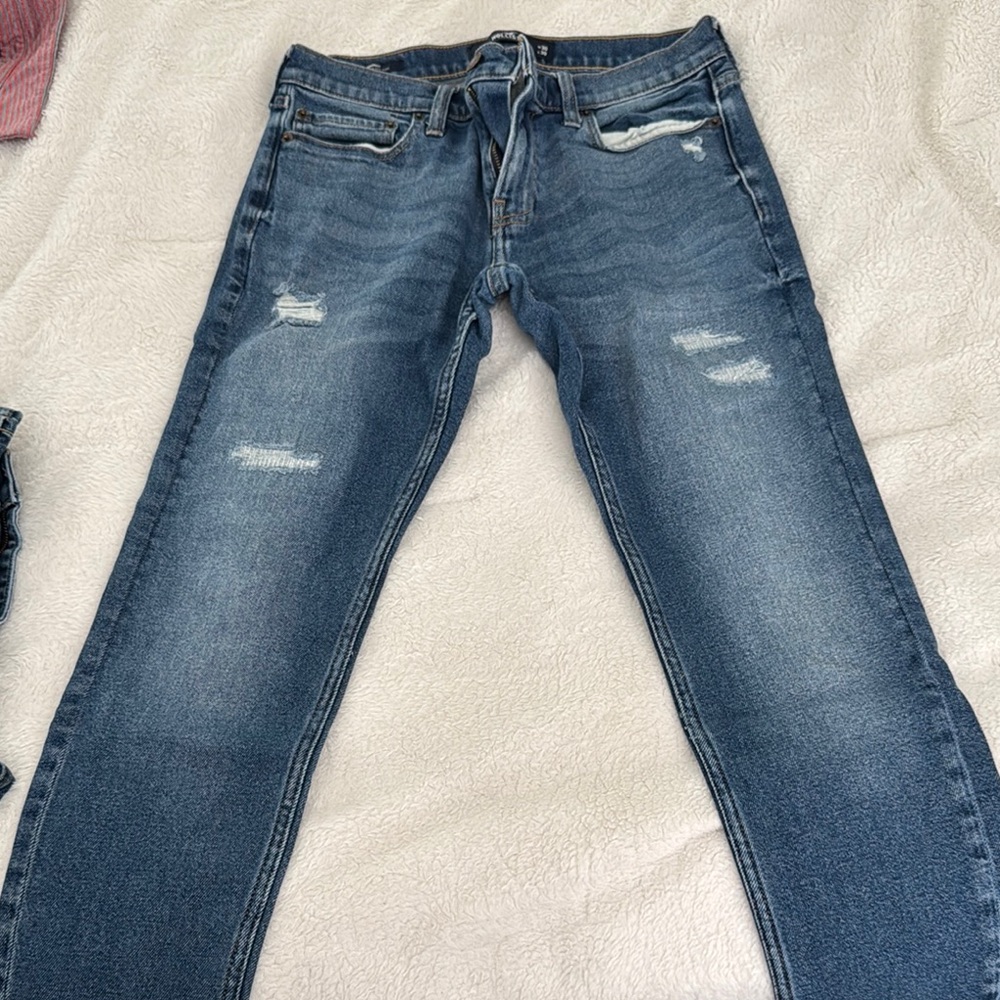 Hollister Blue Skinny Jeans with Distressed Details